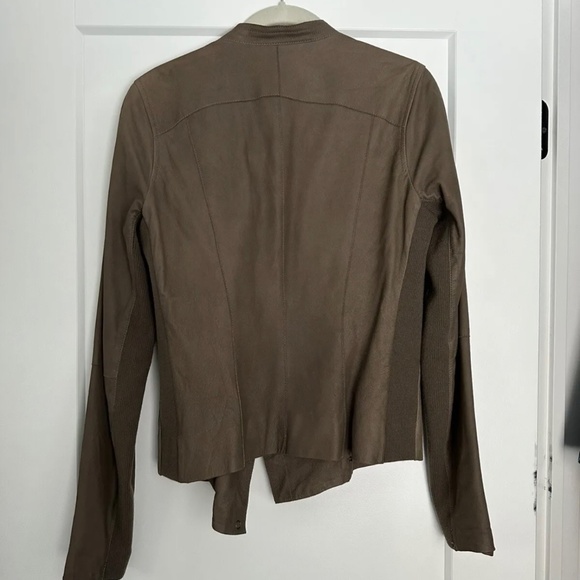 Vince Leather Scuba Jacket Taupe Size M - Picture 3 of 5